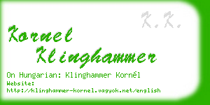kornel klinghammer business card